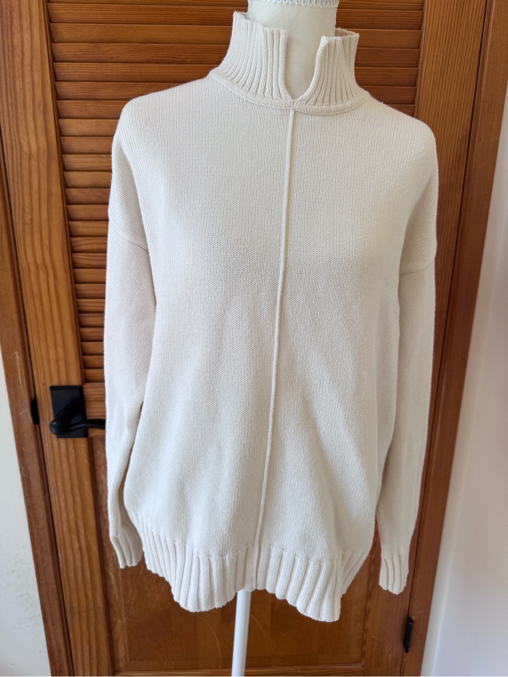 Jones New York Cream Ribbed Mock Neck Sweater